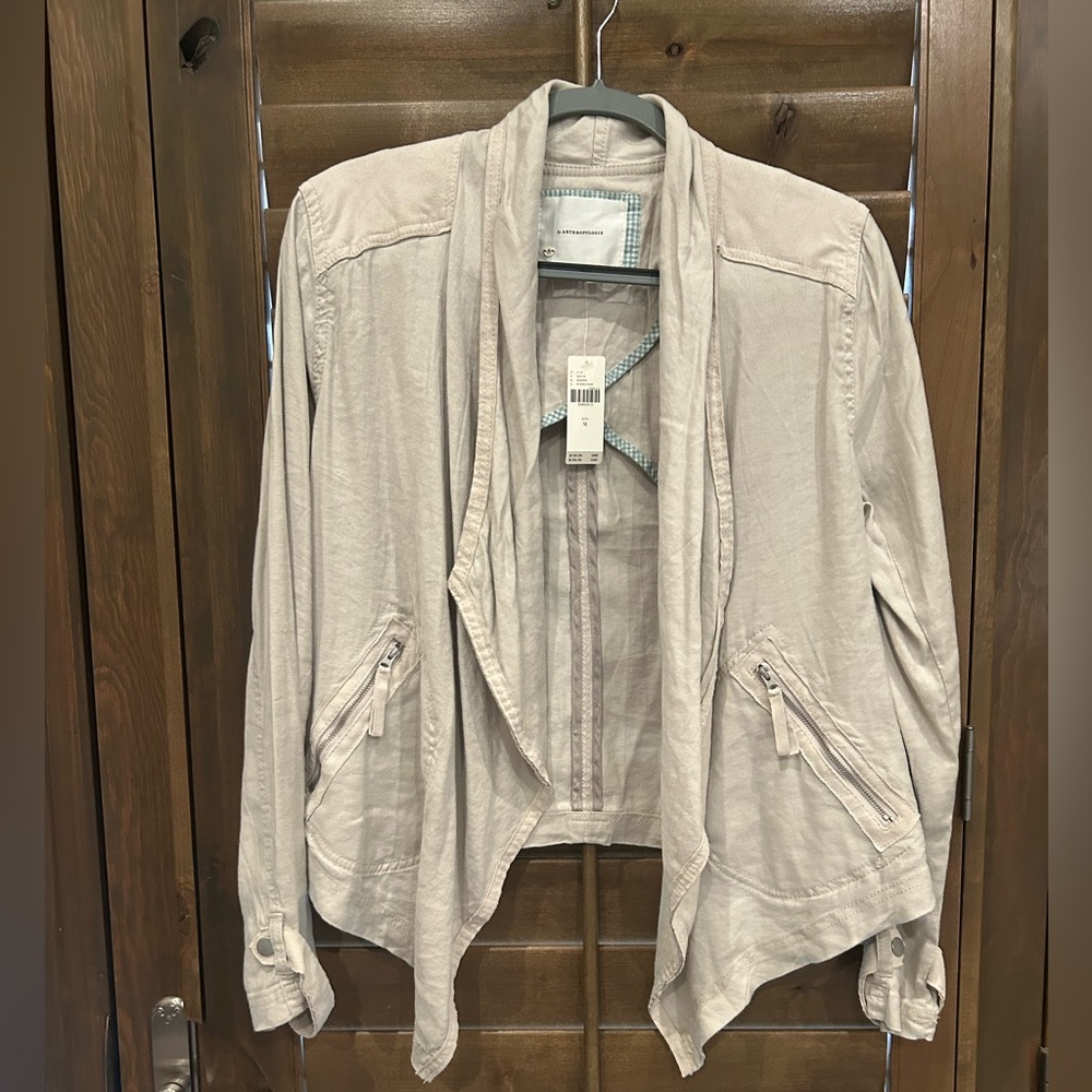 Anthropologie Draped Open Front Jacket - Size Medium - in Stone. NWT.